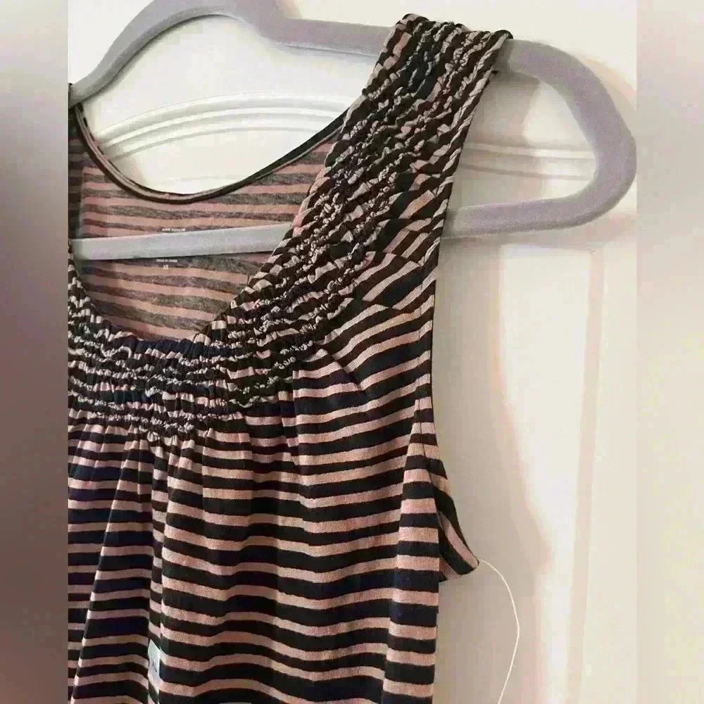 NWT LOFT Brown & Black Striped Tank with Neckline Detail Women’s XS - Picture 5 of 7